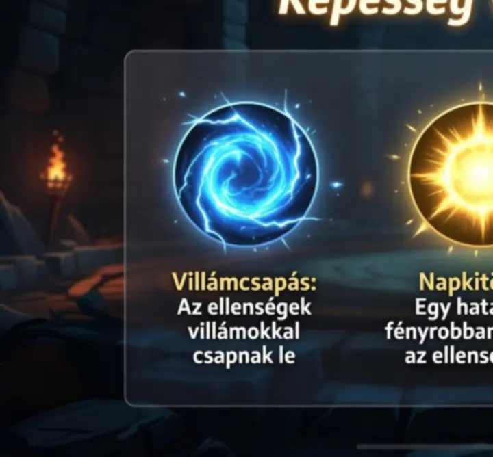Archero képességválasztó képernyő több elérhető képességgel